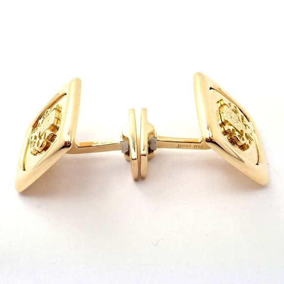 Rare! Authentic Piaget 18k Yellow Gold Coat Of Arms Cufflinks - Picture 5 of 7